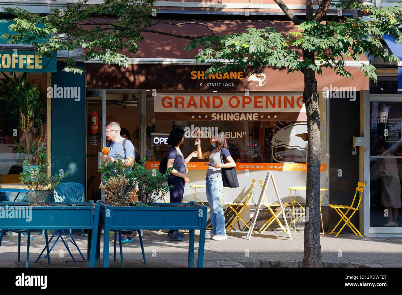 Shingane, 480 6th Ave, New York, New York, New York, foto di un ristorante di Street food coreano specializzato in focaccine delle dee nel Greenwich Village di Manhattan. Foto Stock