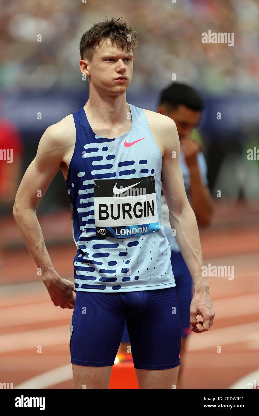 Max Burgin in attesa di iniziare i 800m alla Wanda Diamond League allo Stadio di Londra Foto Stock