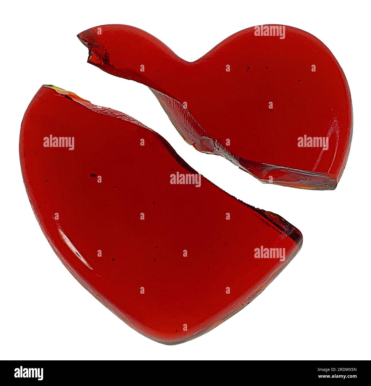 Un cuore di vetro rosso Foto Stock