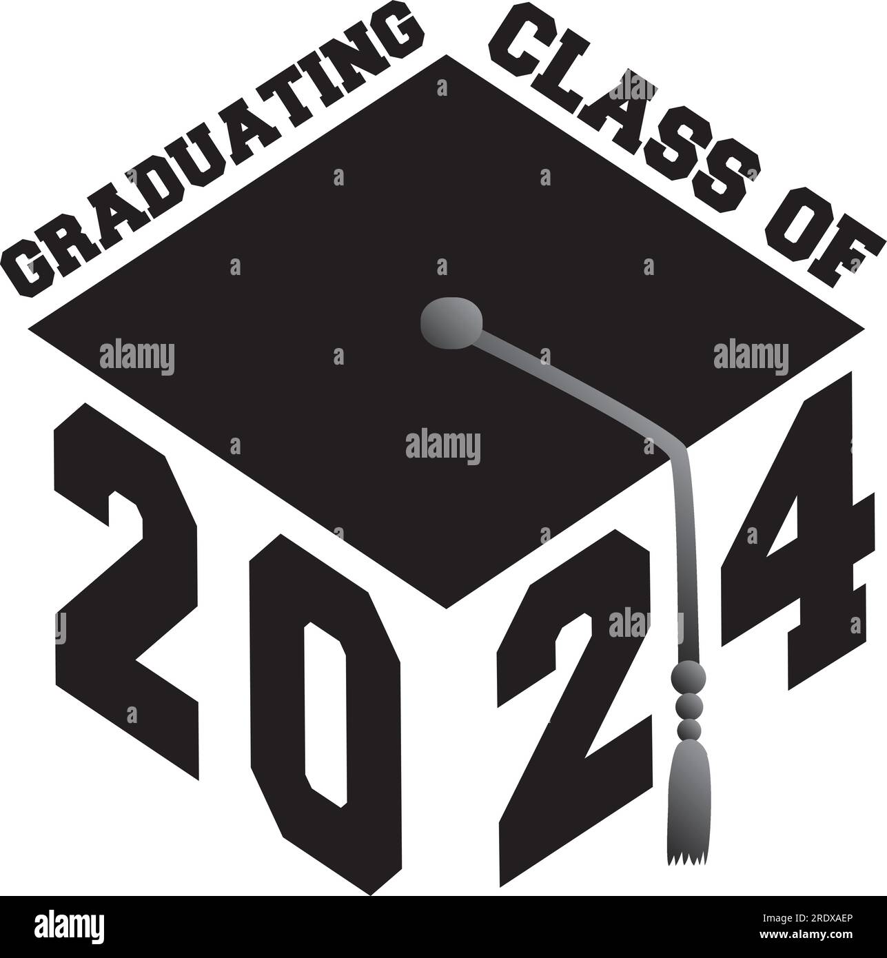 Classe di graduazione 2024 grafico cappuccio di graduazione Illustrazione Vettoriale