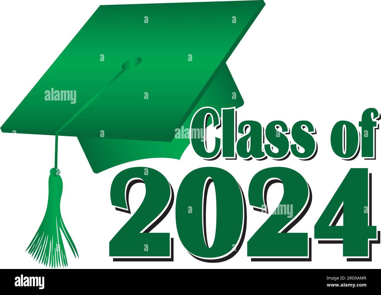 Cappuccio graduato classe verde 2024 Illustrazione Vettoriale