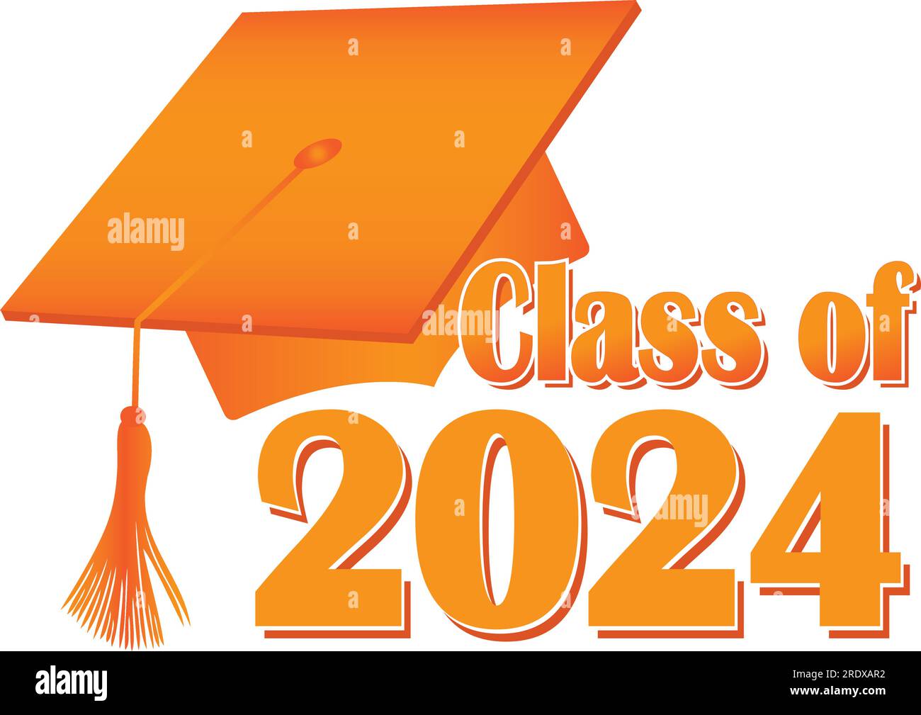 Cappuccio graduato classe 2024 arancione Illustrazione Vettoriale