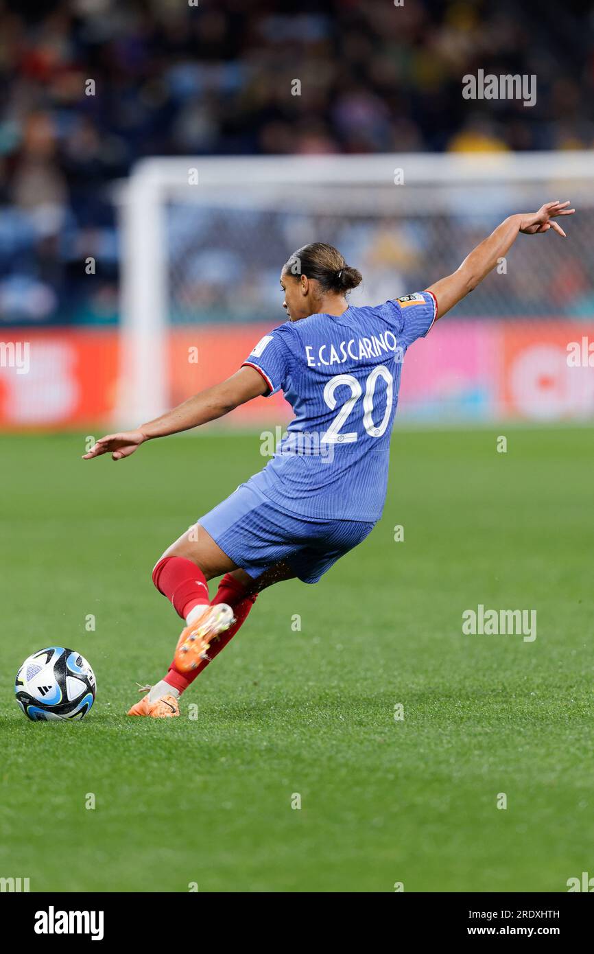 Sydney, Australia. 23 luglio 2023. La francese Estelle Cascarino si prepara a colpire la palla durante la Coppa del mondo femminile FIFA 2023 tra Francia e Giamaica al Sydney Football Stadium il 23 luglio 2023 a Sydney, Australia Credit: IOIO IMAGES/Alamy Live News Foto Stock