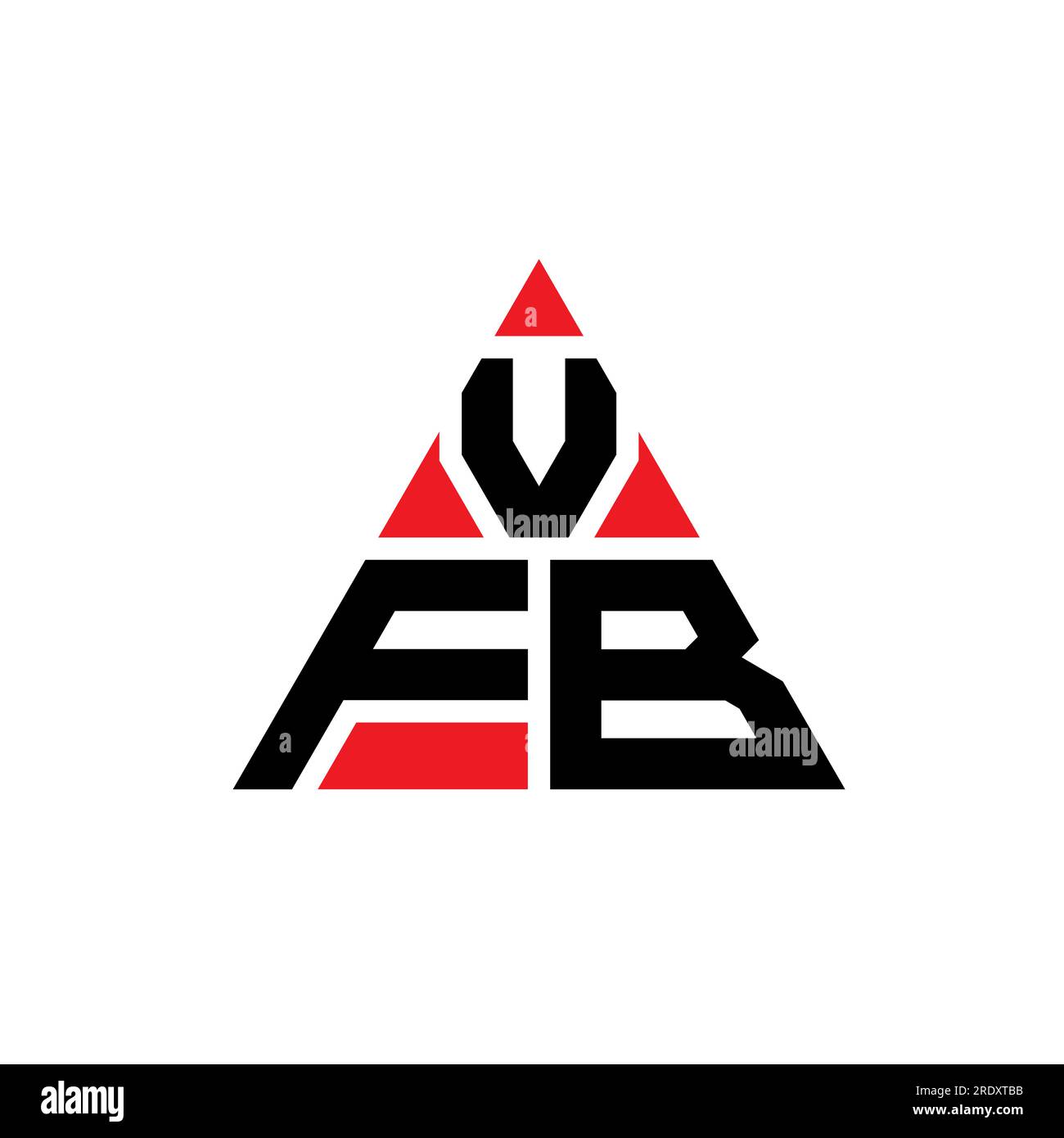 Logo VFB a lettere triangolare con forma triangolare. Monogramma del design del logo del triangolo VFB. Modello di logo vettoriale con triangolo VFB di colore rosso. VFB triangul Illustrazione Vettoriale