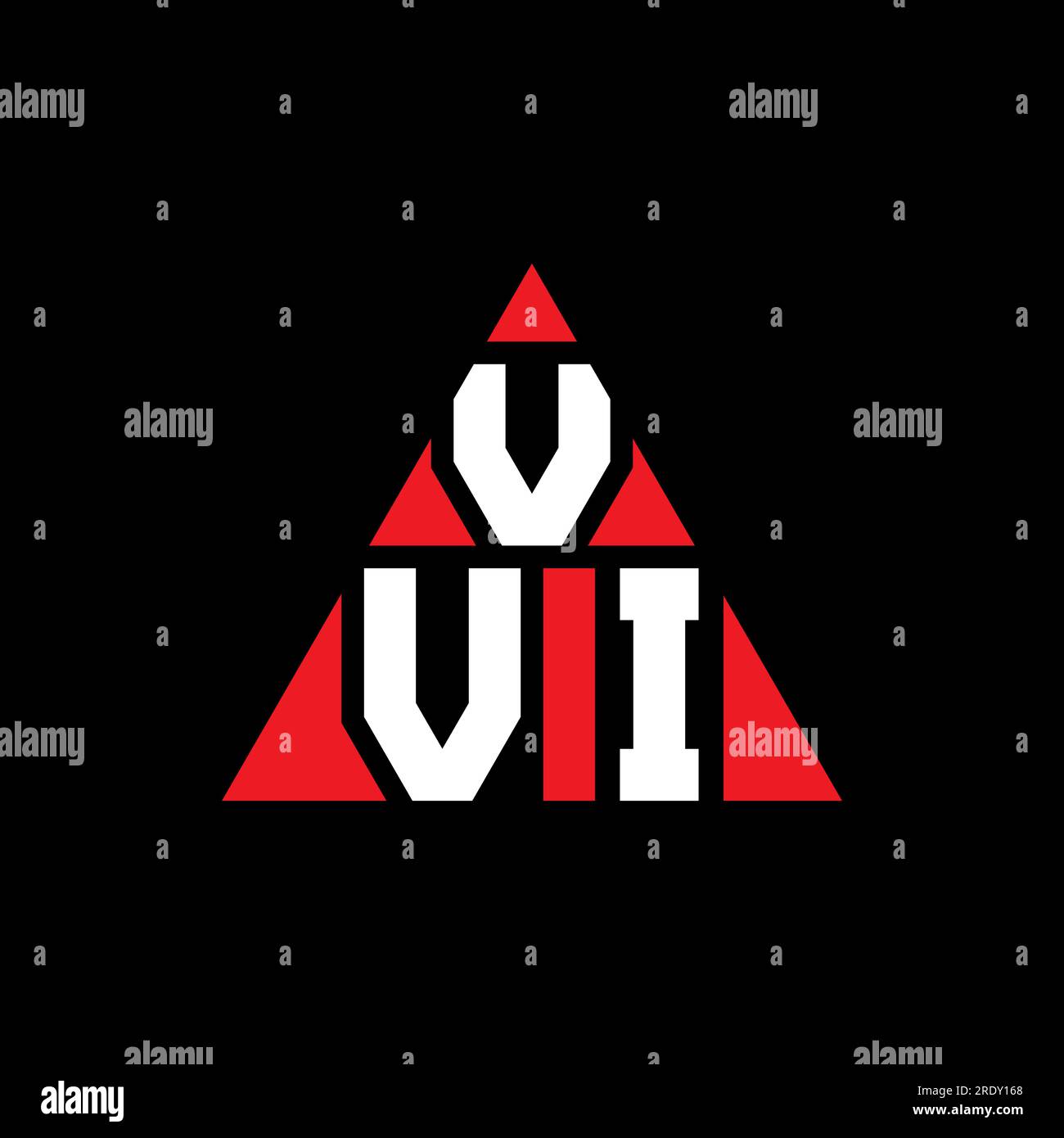 Logo VVI triangolare a lettere con forma triangolare. Monogramma di design del logo del triangolo VVI. Modello di logo vettoriale triangolare VVI di colore rosso. VVI triangul Illustrazione Vettoriale