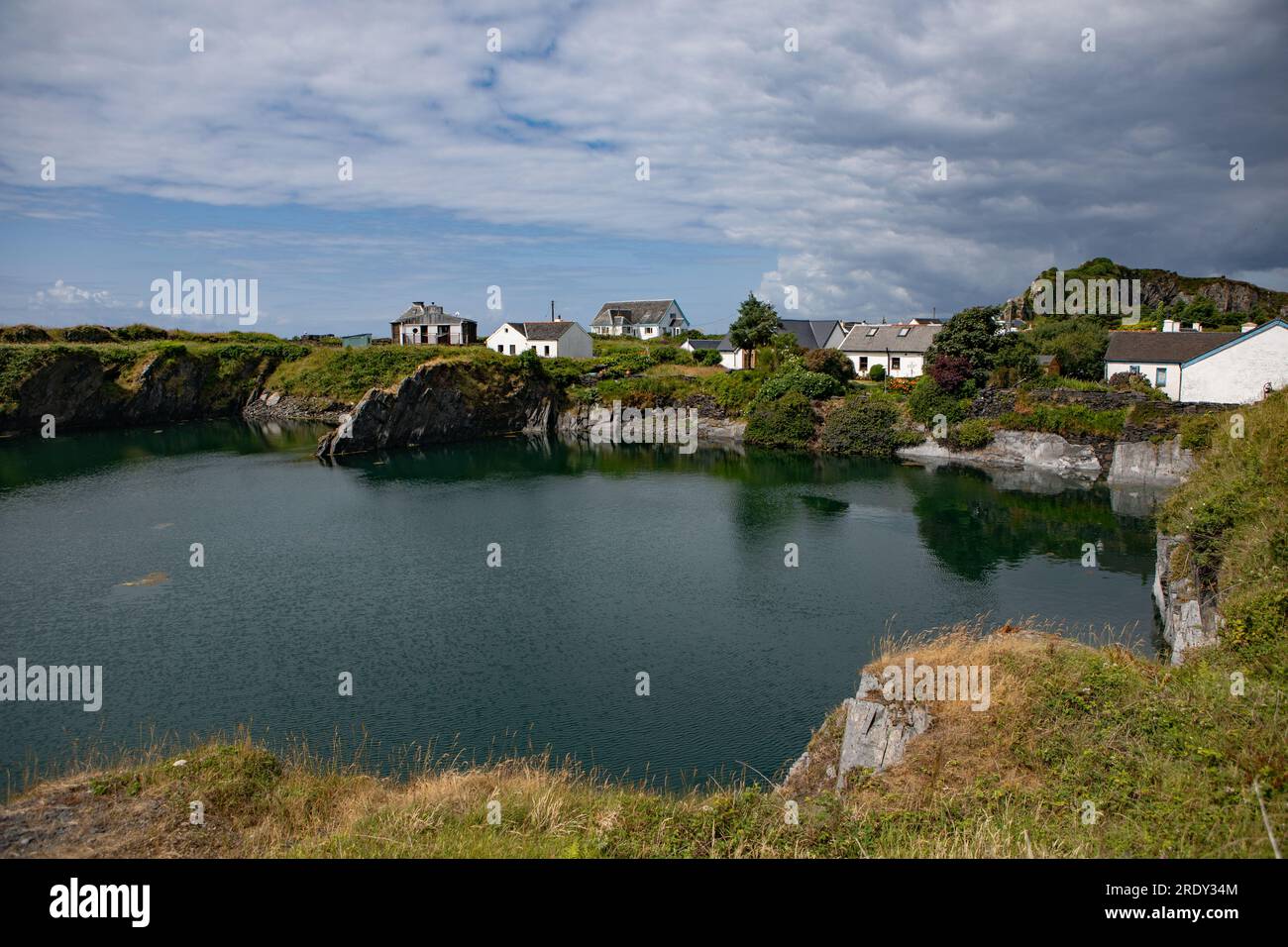 Cava di ardesia allagata e dismessa, Easdale Island, al largo di Seil Island, Scozia Foto Stock