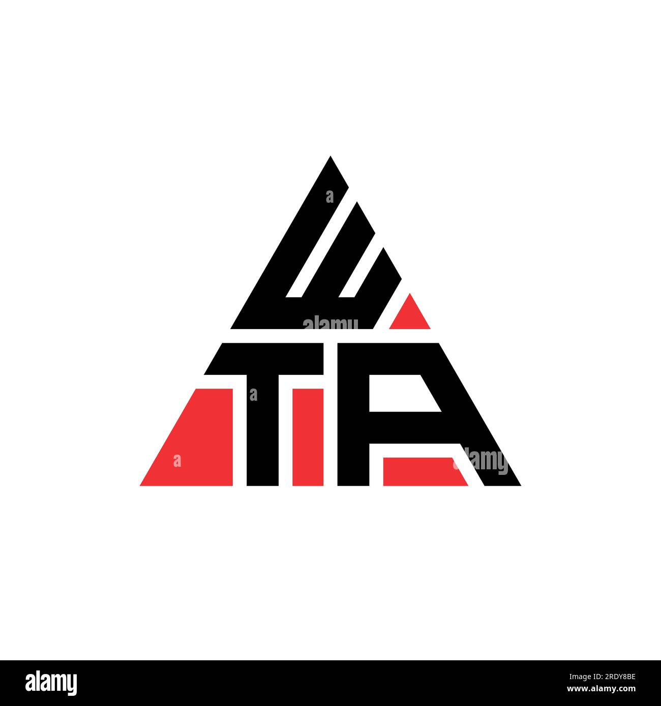 Logo WTA triangolare a lettera con forma triangolare. Monogramma con logo WTA Triangle. Modello con logo vettoriale WTA triangolare di colore rosso. WTA triangul Illustrazione Vettoriale