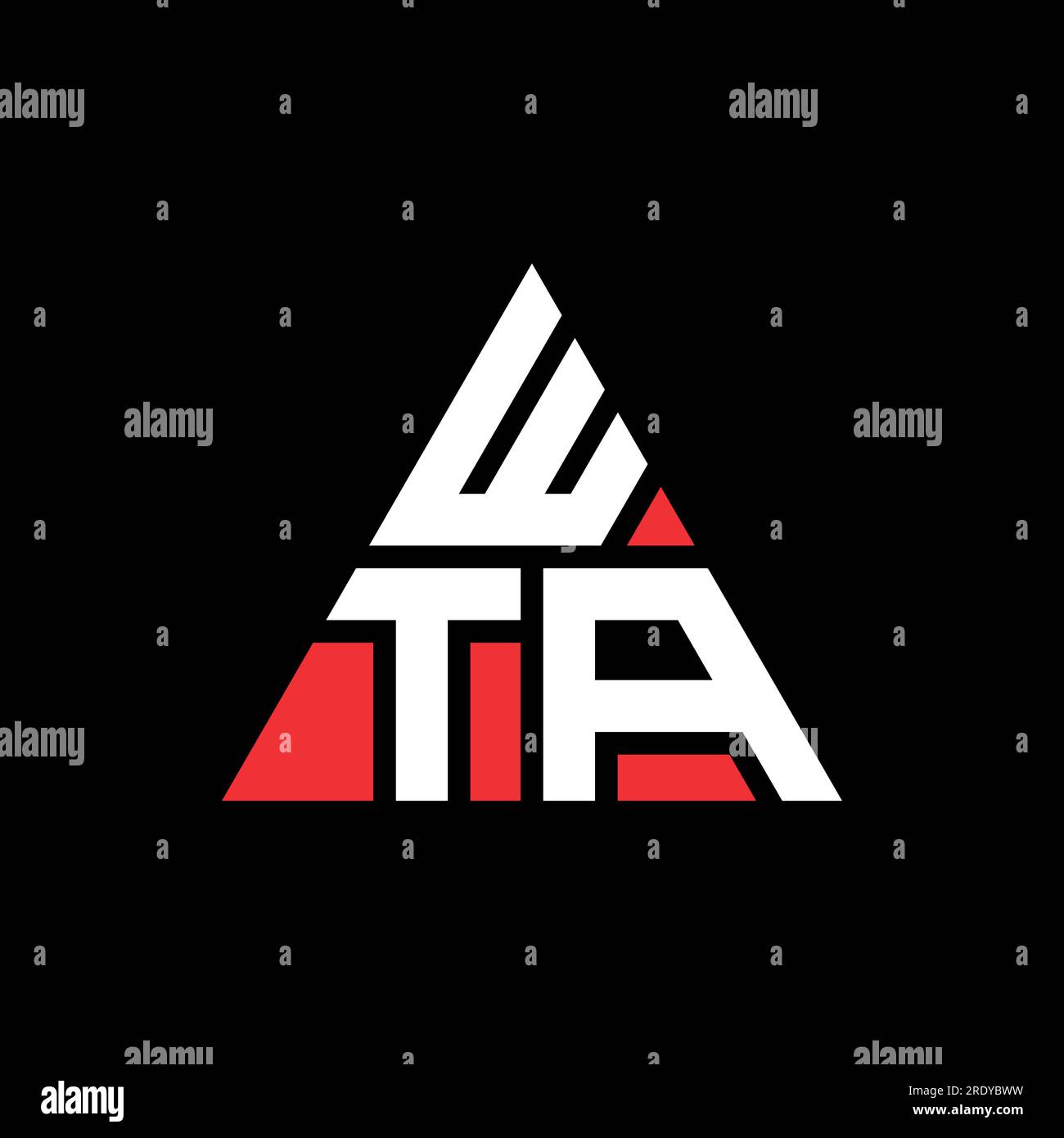 Logo WTA triangolare a lettera con forma triangolare. Monogramma con logo WTA Triangle. Modello con logo vettoriale WTA triangolare di colore rosso. WTA triangul Illustrazione Vettoriale