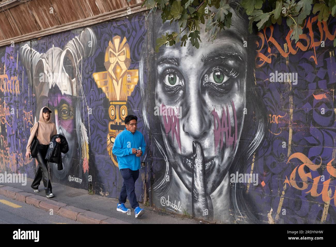 Strassenszene mit Street Art in der Altstadt von Valencia *** scena di strada con Street art nel centro storico di Valencia Foto Stock