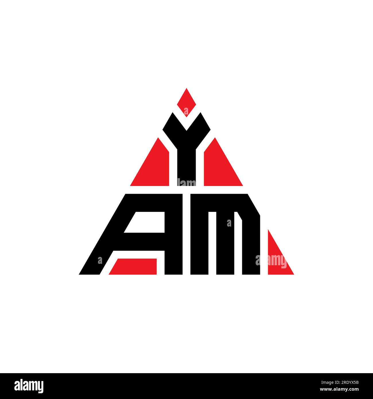 Logo YAM a forma di lettera triangolare con forma a triangolo. Monogramma del logo YAM Triangle. Modello di logo vettoriale A triangolo YAM di colore rosso. YAM triangul Illustrazione Vettoriale