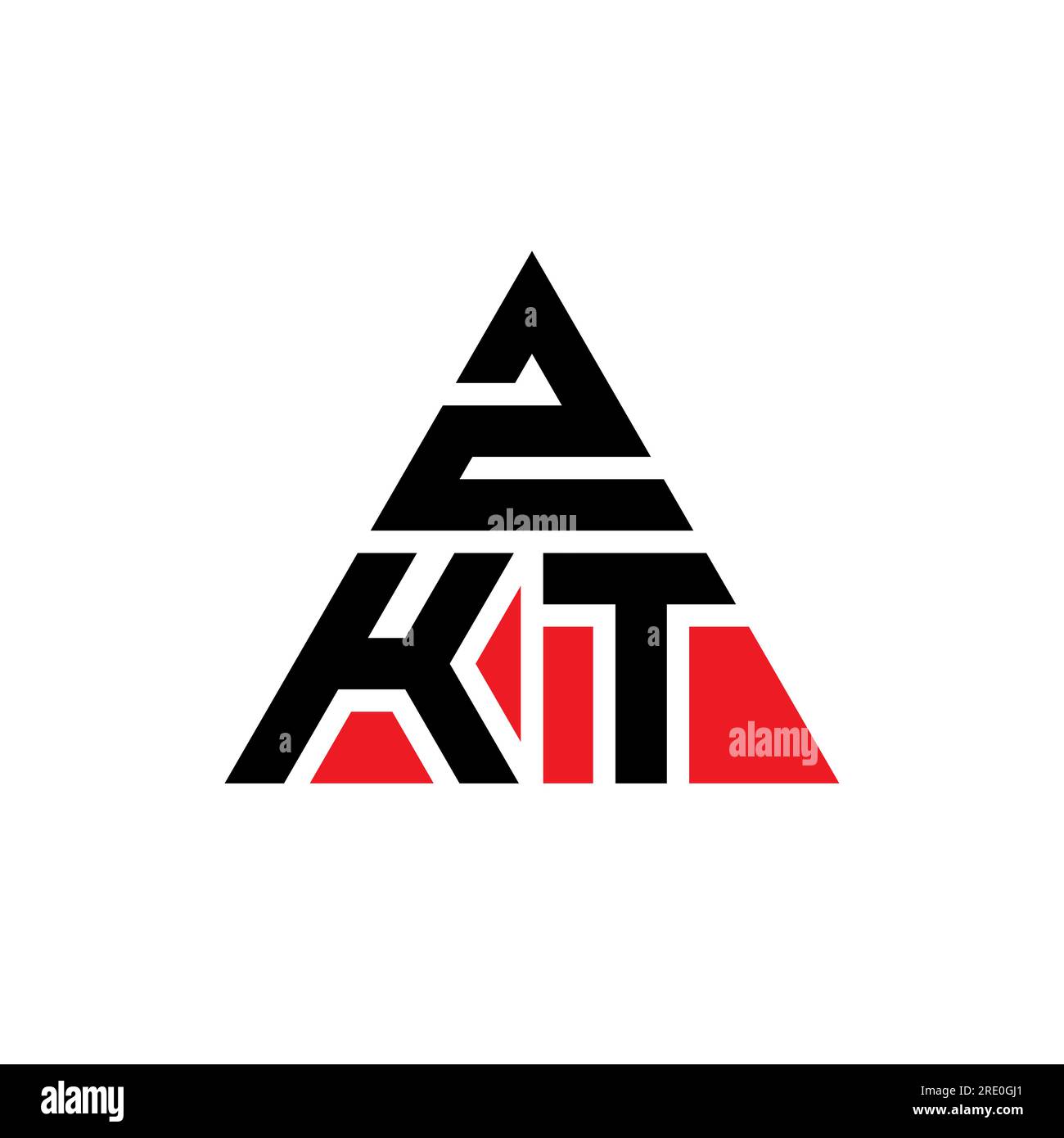 Logo ZKT a lettera triangolare con forma triangolare. Monogramma con logo triangolare ZKT. Modello con logo vettoriale triangolare ZKT di colore rosso. ZKT triangul Illustrazione Vettoriale
