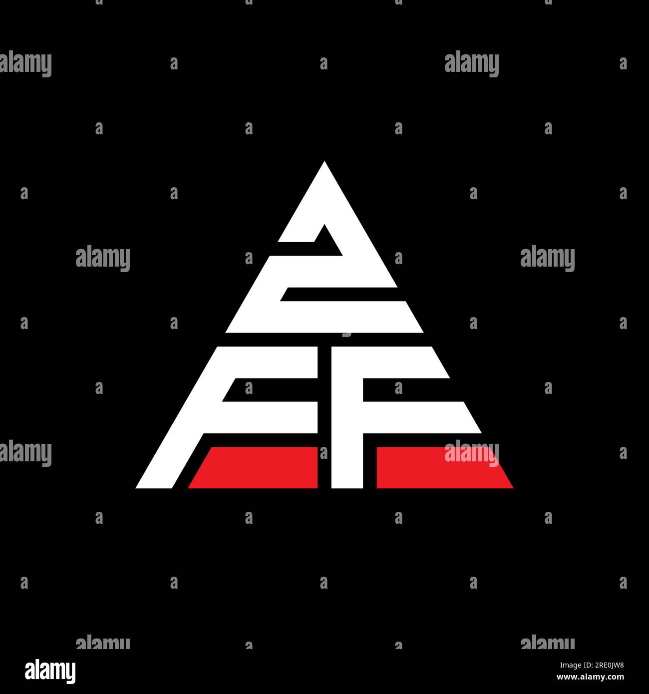 Logo ZFF a lettere triangolari con forma a triangolo. Monogramma di design con logo triangolare ZFF. Modello di logo vettoriale a triangolo ZFF di colore rosso. ZFF triangul Illustrazione Vettoriale
