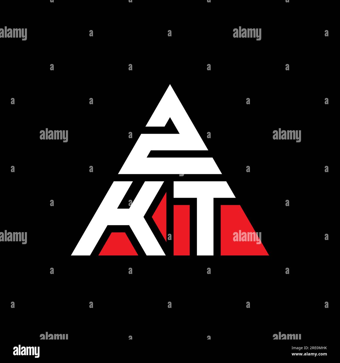 Logo ZKT a lettera triangolare con forma triangolare. Monogramma con logo triangolare ZKT. Modello con logo vettoriale triangolare ZKT di colore rosso. ZKT triangul Illustrazione Vettoriale