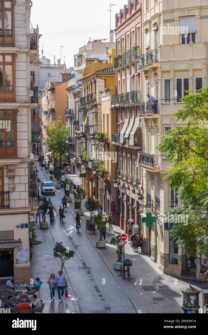 Blick von den Serranos-TŸrme (Torres de Serranos) auf die Altstadt von Valencia *** Vista della città vecchia di Valencia dalle Torres Serranos (Torres Foto Stock