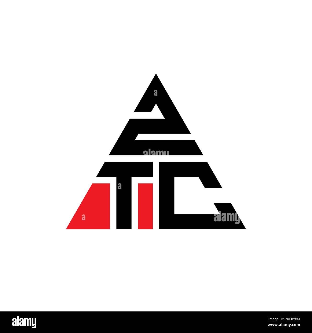 Logo ZTC triangolare a lettera con forma triangolare. Monogramma di design con logo triangolare ZTC. Modello di logo vettoriale a triangolo ZTC di colore rosso. ZTC triangul Illustrazione Vettoriale