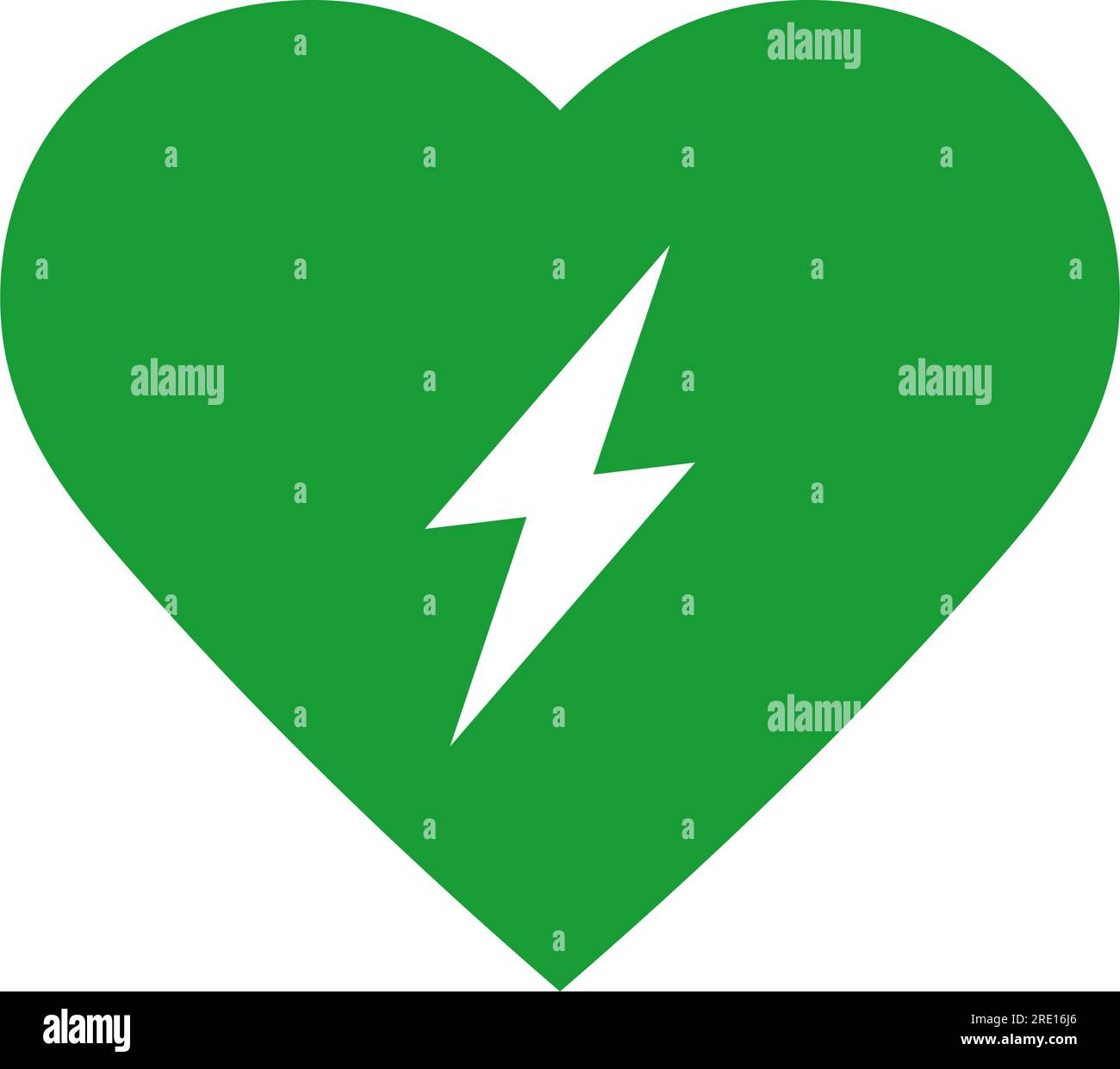 Simbolo dell'icona del defibrillatore semiautomatico esterno con cuore e lampeggiamento Illustrazione Vettoriale