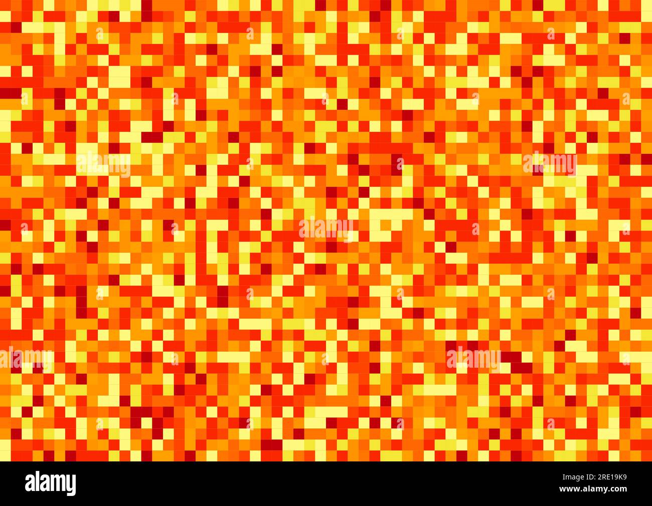 Sfondo astratto con un pattern di pixel di colore arancione e giallo brillante Illustrazione Vettoriale