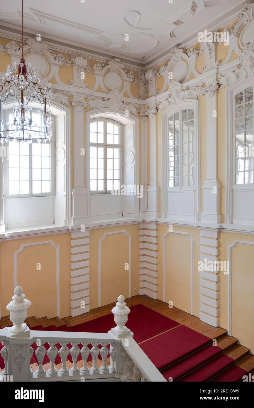 Parte della grande scalinata del palazzo Rundāle, 1736-1768, progettata da Francesco Bartolomeo Rastrelli Foto Stock