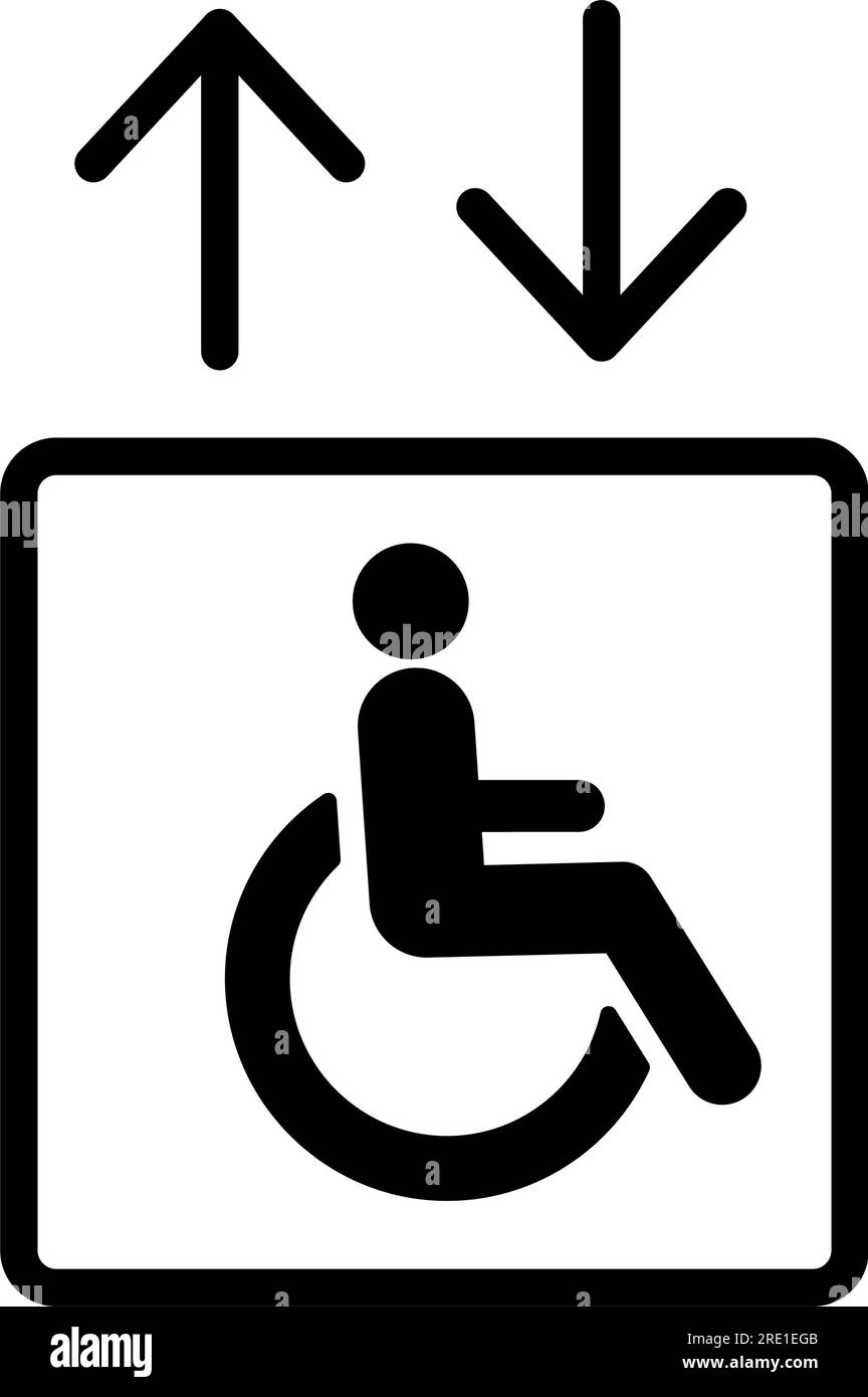 Ascensore per disabili segnaletica con frecce Illustrazione Vettoriale