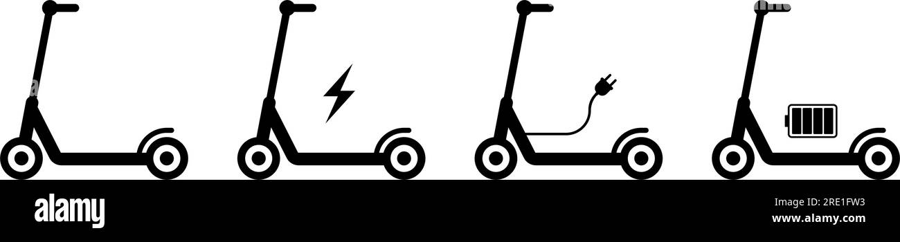Set di icone scooter elettrico. trasporto ecologico Illustrazione Vettoriale