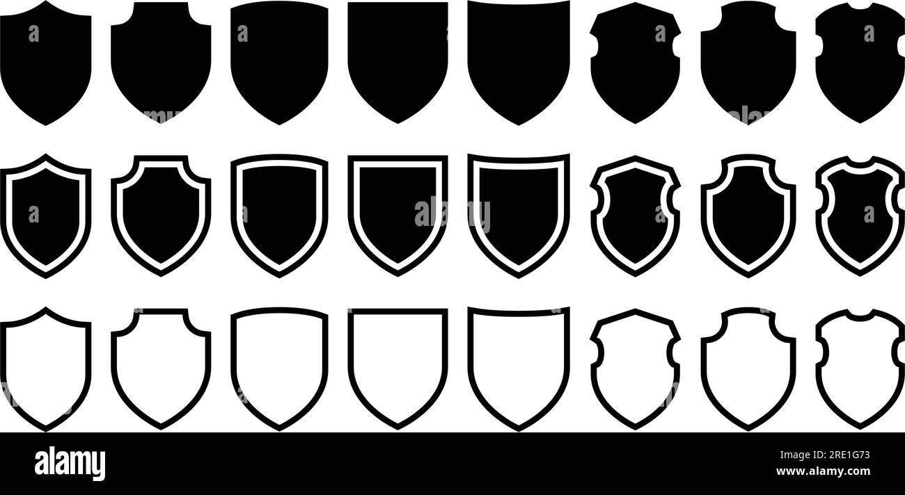 Set di icone Shield. Diverse forme di schermatura Illustrazione Vettoriale