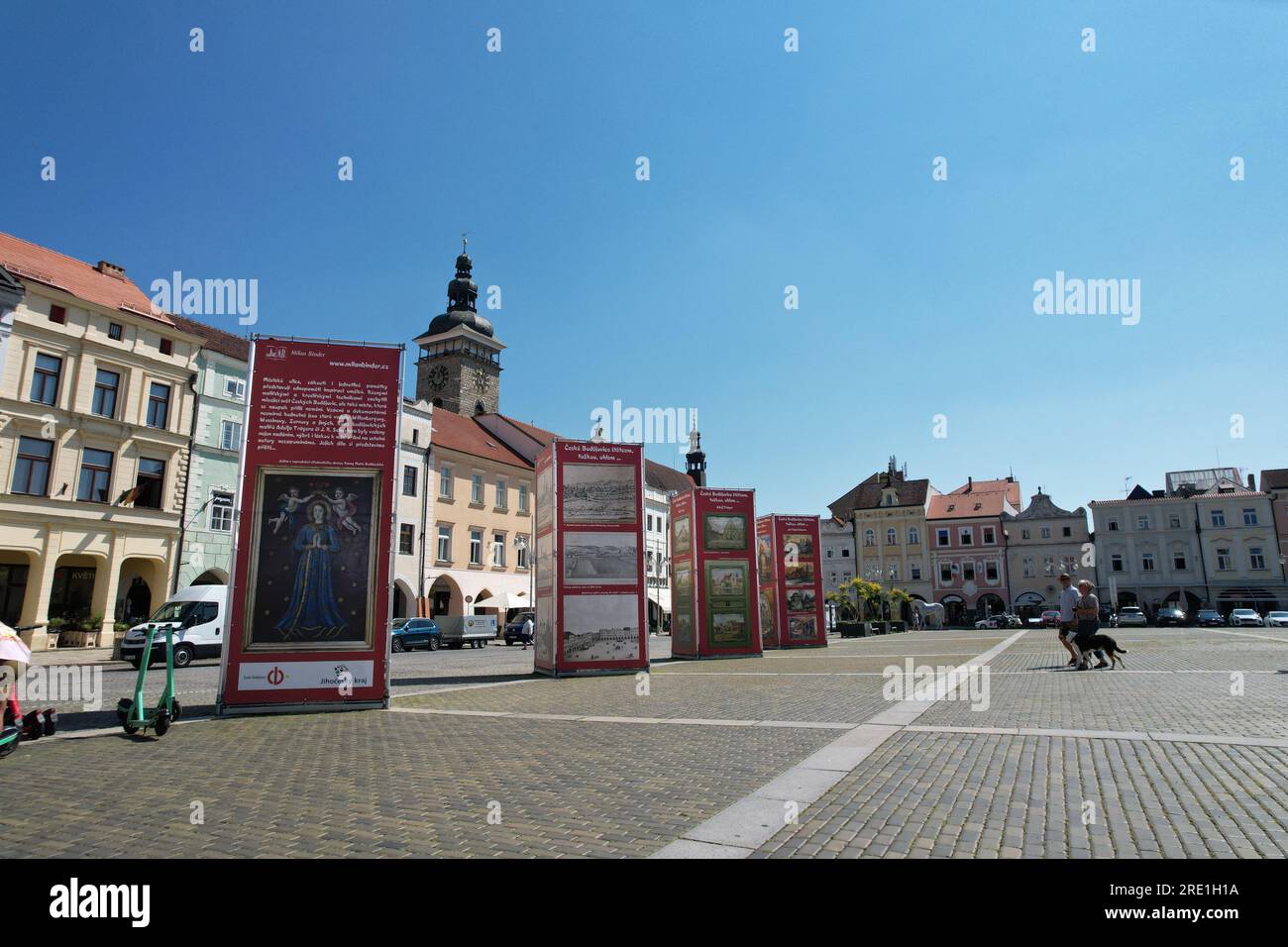 Città di Ceske Budejovice, vista panoramica delle strade, piazza, città di České Budějovice, repubblica Ceca, Europa, bella città stirica architec Foto Stock