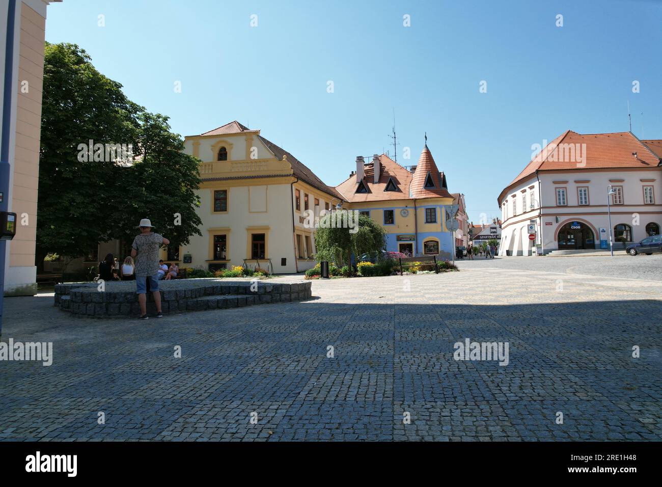 Centro storico di Tyn nad Vltavou, Repubblica Ceca, Europa, vista panoramica del paesaggio Foto Stock