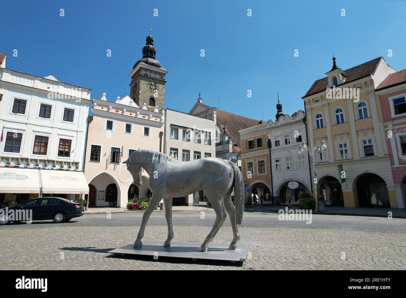 Città di Ceske Budejovice, vista panoramica delle strade, piazza, città di České Budějovice, repubblica Ceca, Europa, bella città stirica architec Foto Stock