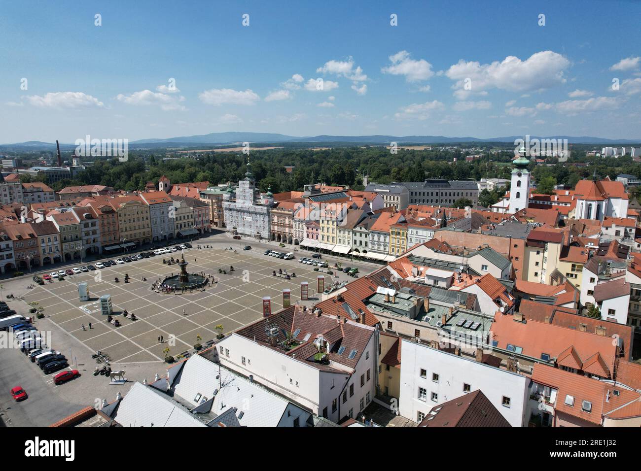 Città di Ceske Budejovice, vista panoramica delle strade, piazza, città di České Budějovice, repubblica Ceca, Europa, bella città stirica architec Foto Stock