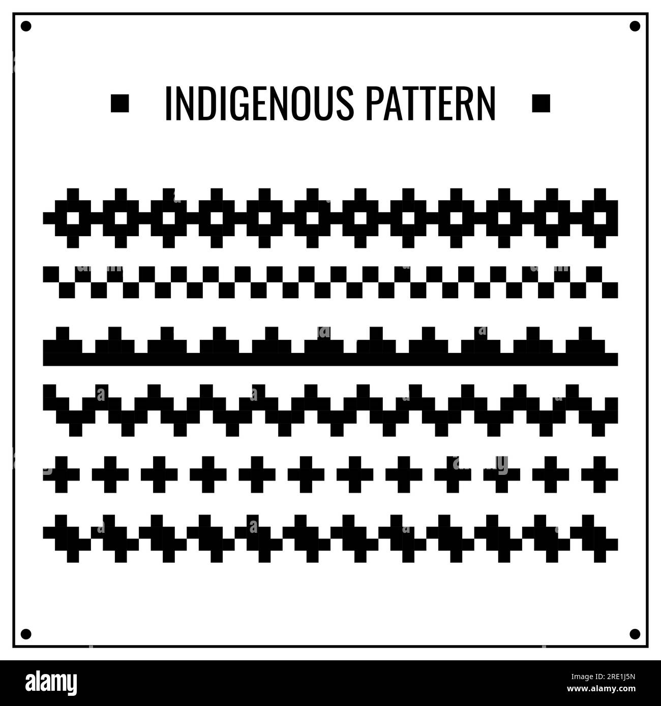 Set di nastro etnico senza cuciture indigeno bianco e nero dell'America. Nastro decorativo tribale. Movente azteco. Design per batik, illustrazioni e motivi. Illustrazione vettoriale Illustrazione Vettoriale