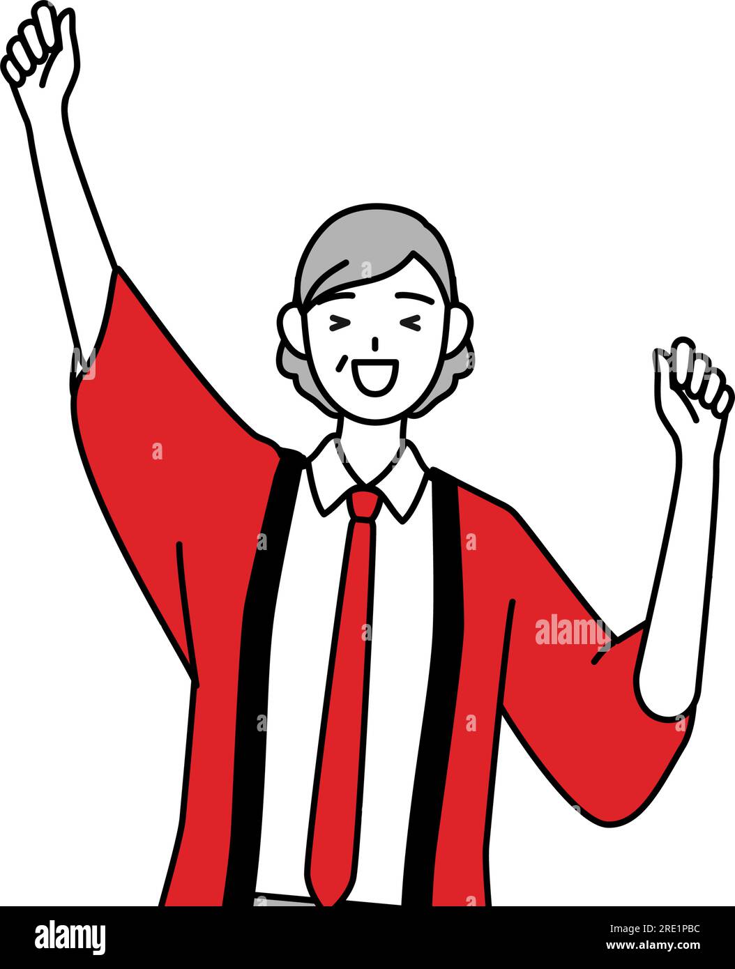 Donna anziana che indossa un felpe rosso sorridente e salta, illustrazione vettoriale Illustrazione Vettoriale