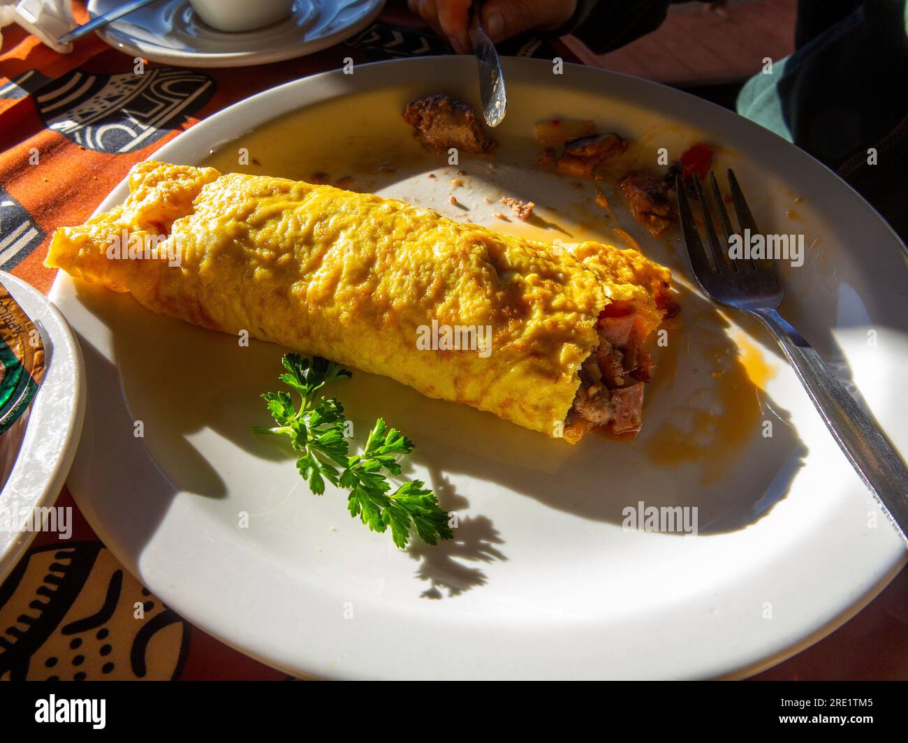 Omelette a colazione, Lake Oanob Resort, Namibia Foto Stock