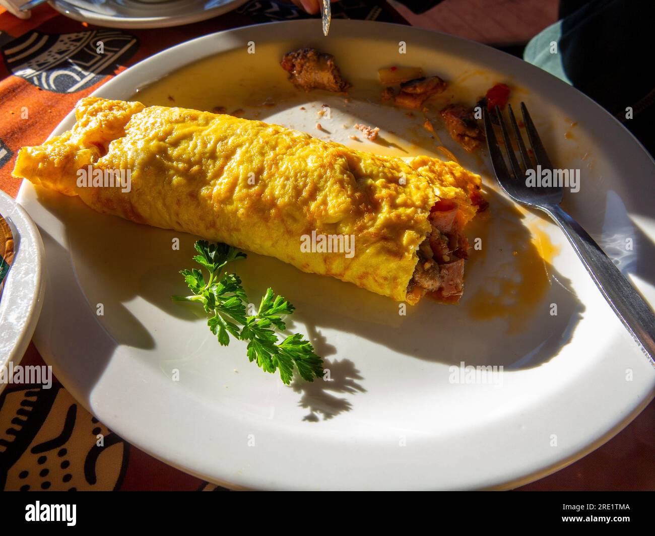 Omelette a colazione, Lake Oanob Resort, Namibia Foto Stock