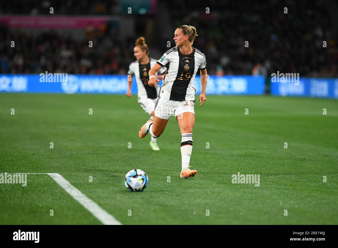 Melbourne, Australia. 24 luglio 2023. La tedesca Klara Bühl è stata vista in azione durante la partita della Coppa del mondo femminile FIFA 2023 tra Germania e Marocco al Melbourne Rectangular Stadium. Punteggio finale Germania 6:0 Marocco (foto di Alexander Bogatyrev/SOPA Images/Sipa USA) credito: SIPA USA/Alamy Live News Foto Stock