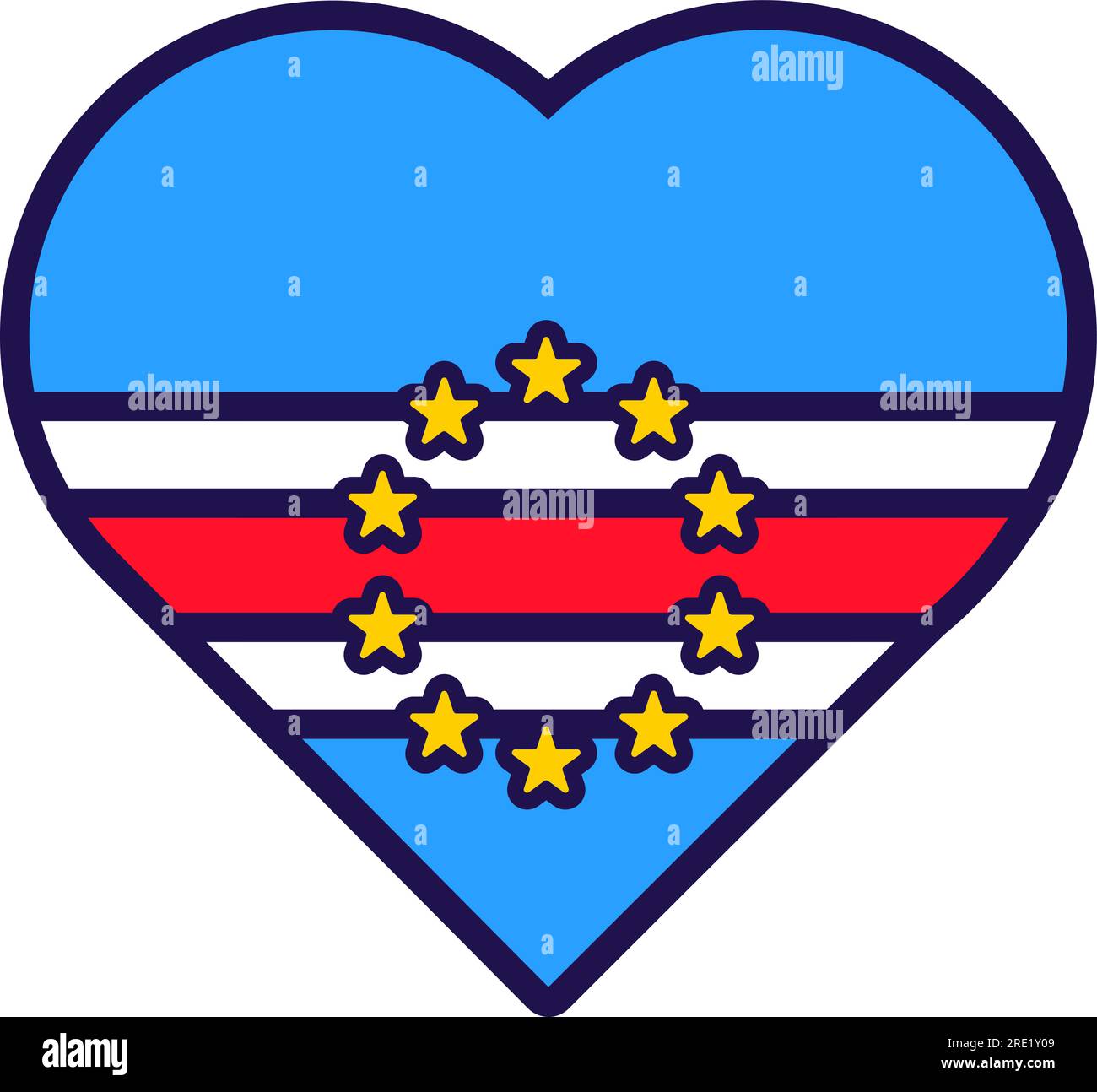 Patriot Heart nei colori della bandiera nazionale del Capo. Elemento festivo, attributi del Cape Independence Day. Icona vettoriale dei cartoni animati nei colori nazionali del paese fl Illustrazione Vettoriale