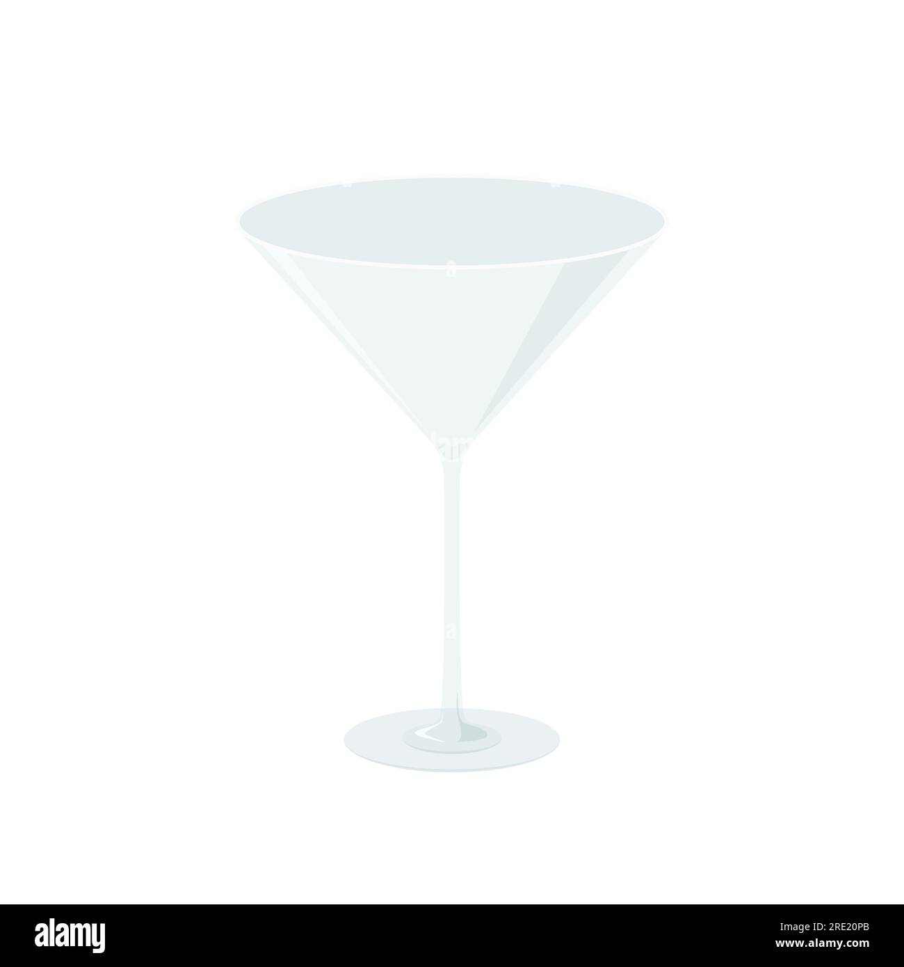 Bicchieri Vector isolati su sfondo bianco. Bicchiere trasparente per cocktail martini. Illustrazione Vettoriale