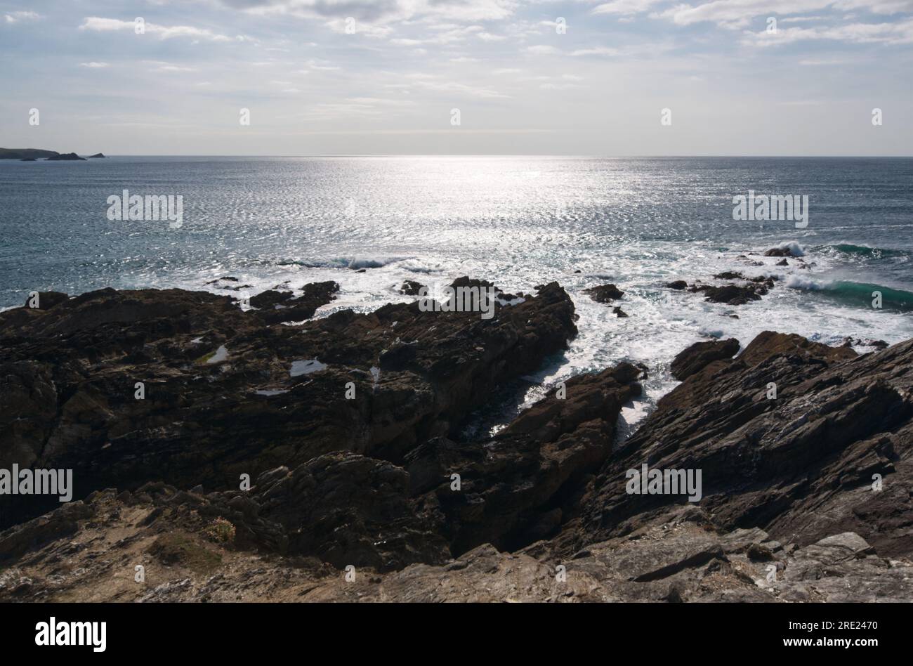 Fistral Bay, Newquay in un tardo pomeriggio estivo in Cornovaglia Foto Stock