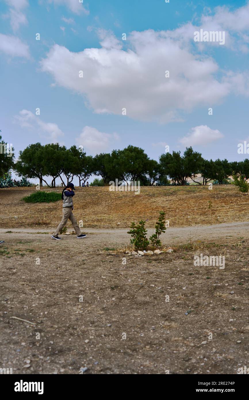 Turisti a Volubilis Foto Stock