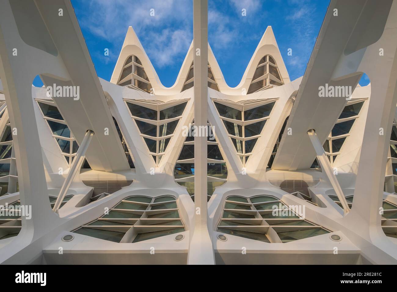 La città delle Arti e delle Scienze (Ciutat de les Arts i les Ciencies) è un complesso culturale e architettonico di edifici e parchi a Valencia Foto Stock