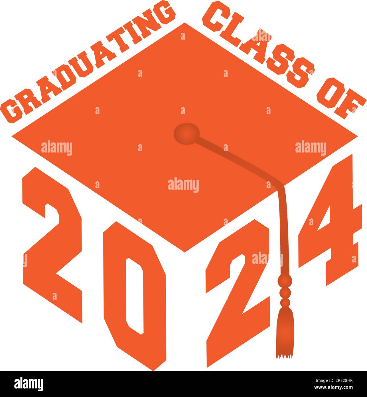 Classe di graduazione 2024 grafico cappuccio di graduazione Illustrazione Vettoriale