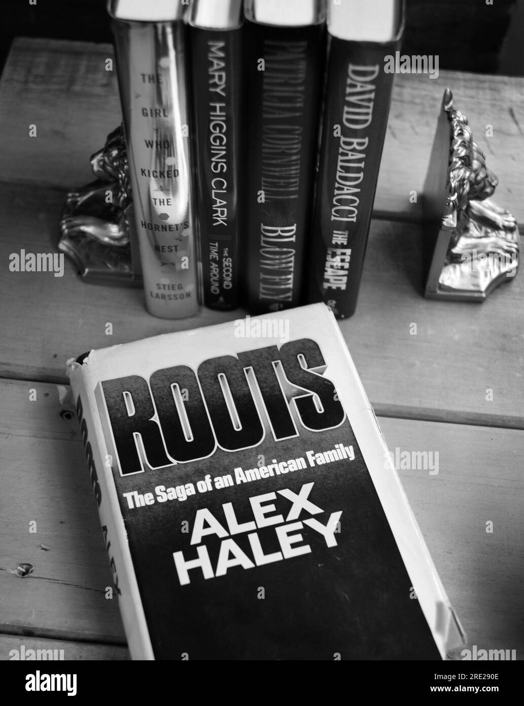 Una copia del libro più venduto "Roots" di Alex Haley in vendita in un negozio di antiquariato a Bristol, Virginia. Foto Stock
