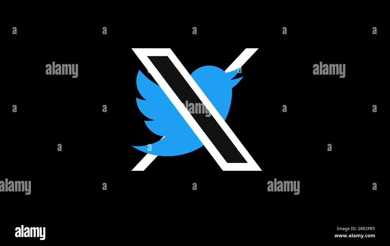 Nuovo logo Twitter X. Twitter ha cambiato il logo dell'applicazione con X. Twitter News. X nuovi social media. Foto Stock
