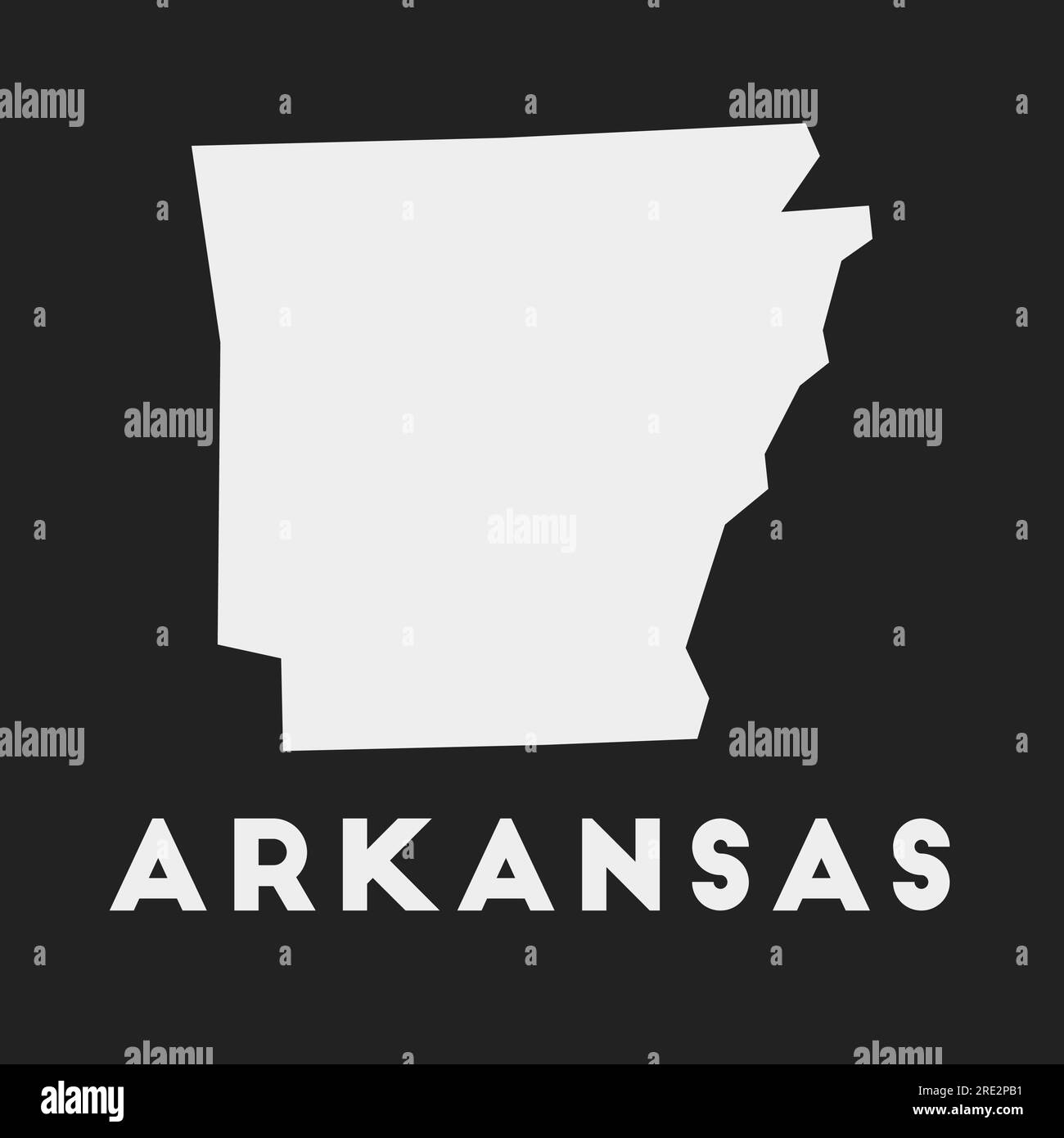 Icona Arkansas. Mappa di stato DEGLI STATI UNITI su sfondo scuro. Elegante mappa dell'Arkansas con il nome dello stato degli Stati Uniti. Illustrazione vettoriale. Illustrazione Vettoriale