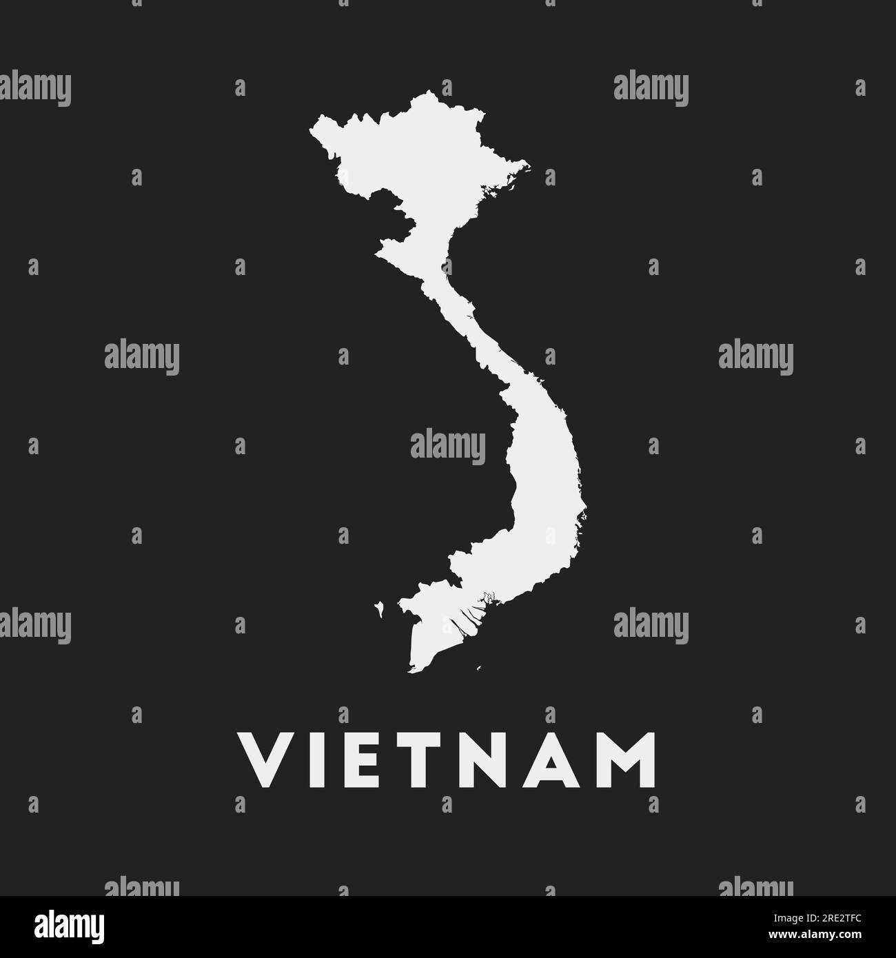 Icona Vietnam. Mappa del paese su sfondo scuro. Elegante mappa del Vietnam con il nome del paese. Illustrazione vettoriale. Illustrazione Vettoriale