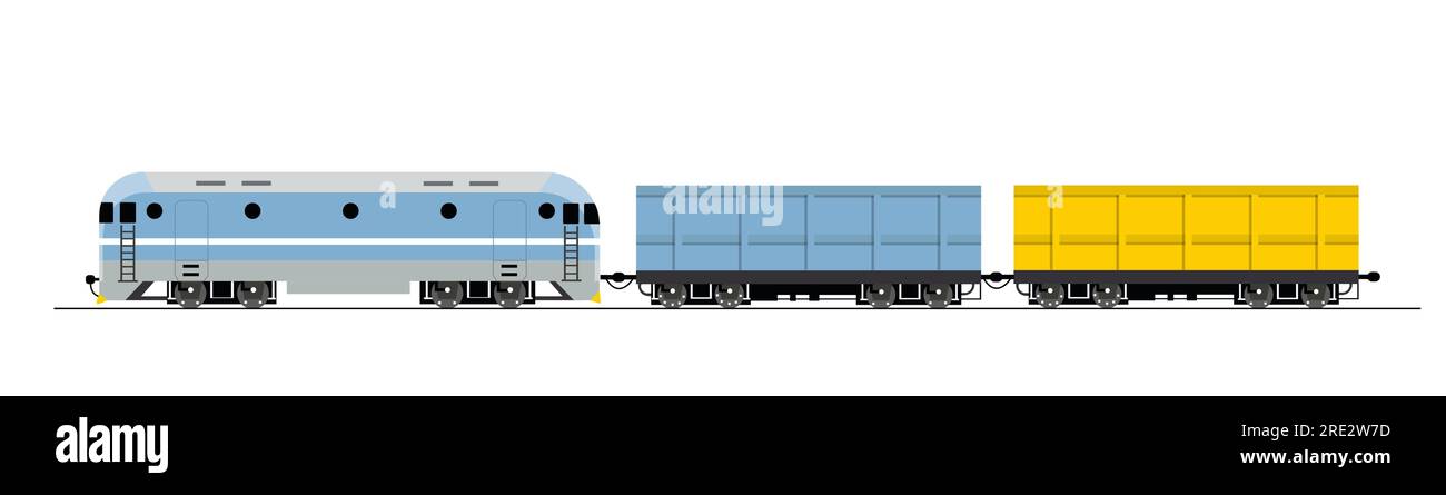 Moderno e colorato concetto vettoriale locomotiva Illustrazione Vettoriale