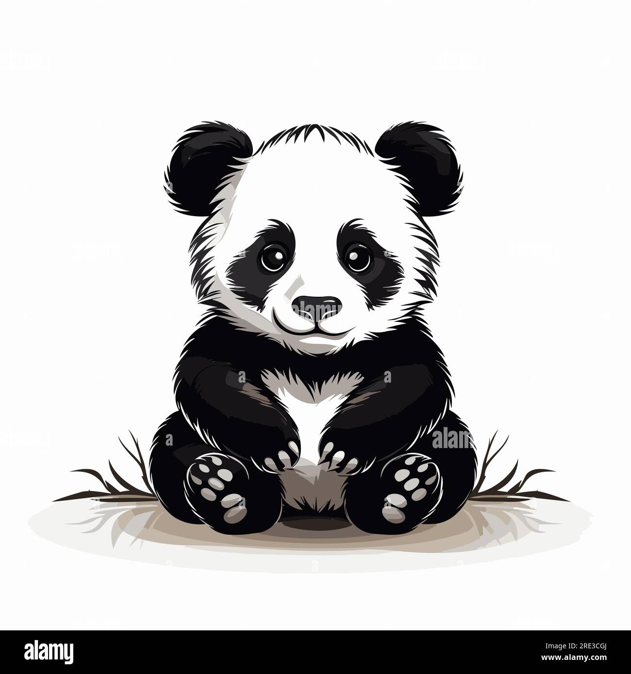 Illustrazione semplice del vettore piatto Panda Illustrazione Vettoriale