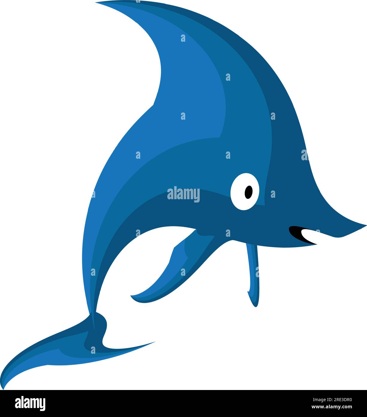 Un pesce da cartone animato blu Illustrazione Vettoriale