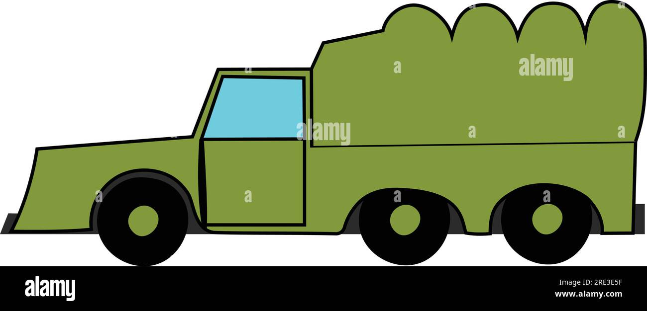Un'illustrazione vettoriale di un camion militare color cachi Illustrazione Vettoriale