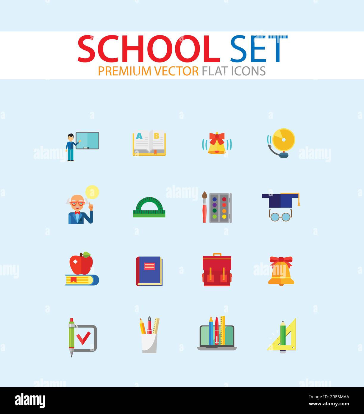 Icone scuola impostate Illustrazione Vettoriale