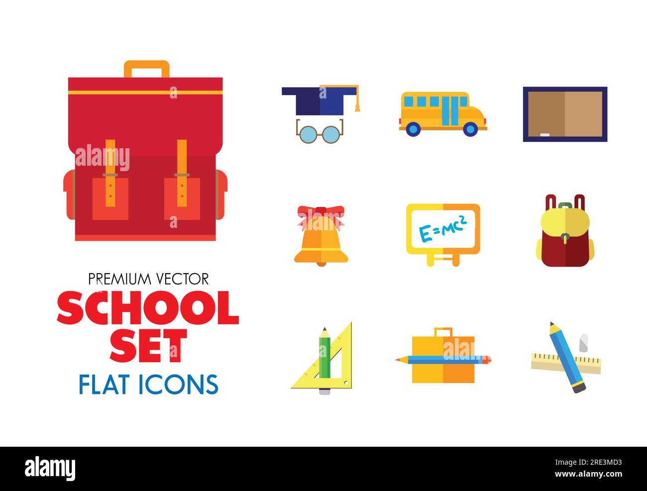 Icone scuola impostate Illustrazione Vettoriale